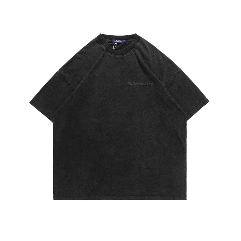 Gothic Letter Foaming Printing Short-sleeved Oversized T-Shirt