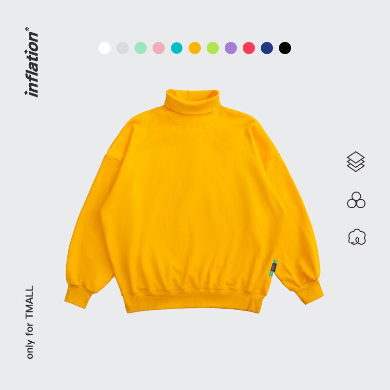 INFLATION Basic High Collar Drop Shoulder Oversized Sweatshirt