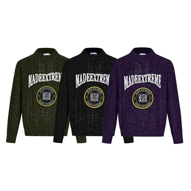 MADE EXTREME Campus Classic Retro Thick Twisted Snowflake Sweater