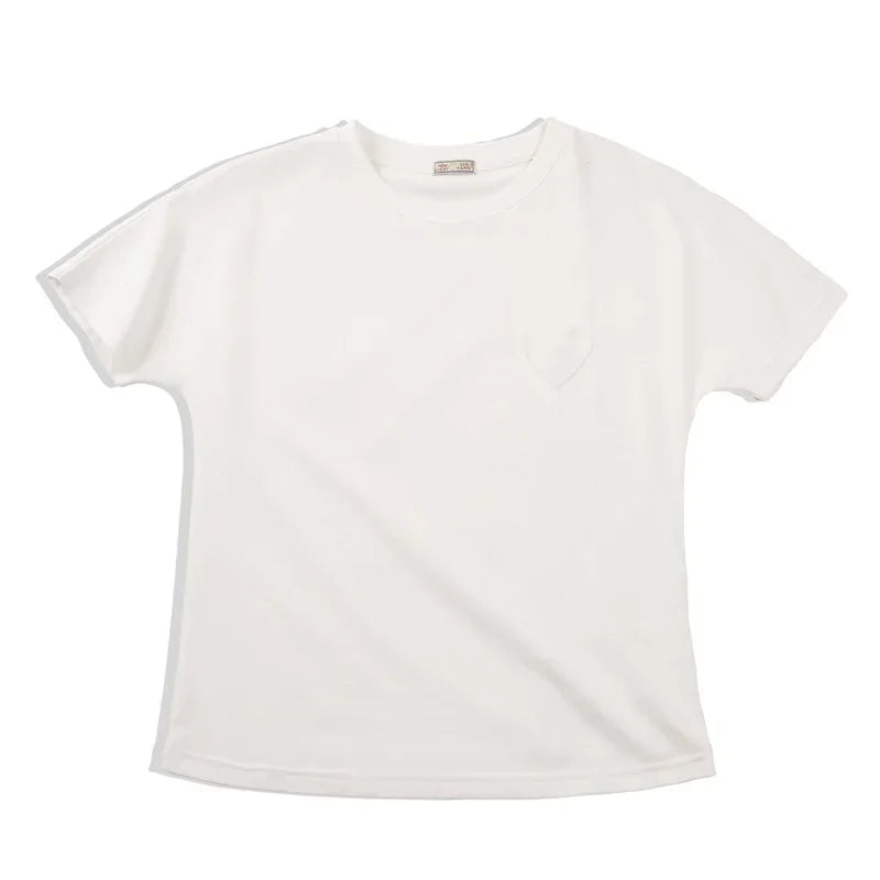 Japanese Style Heart Design Short Sleeve Round Neck T-shirt