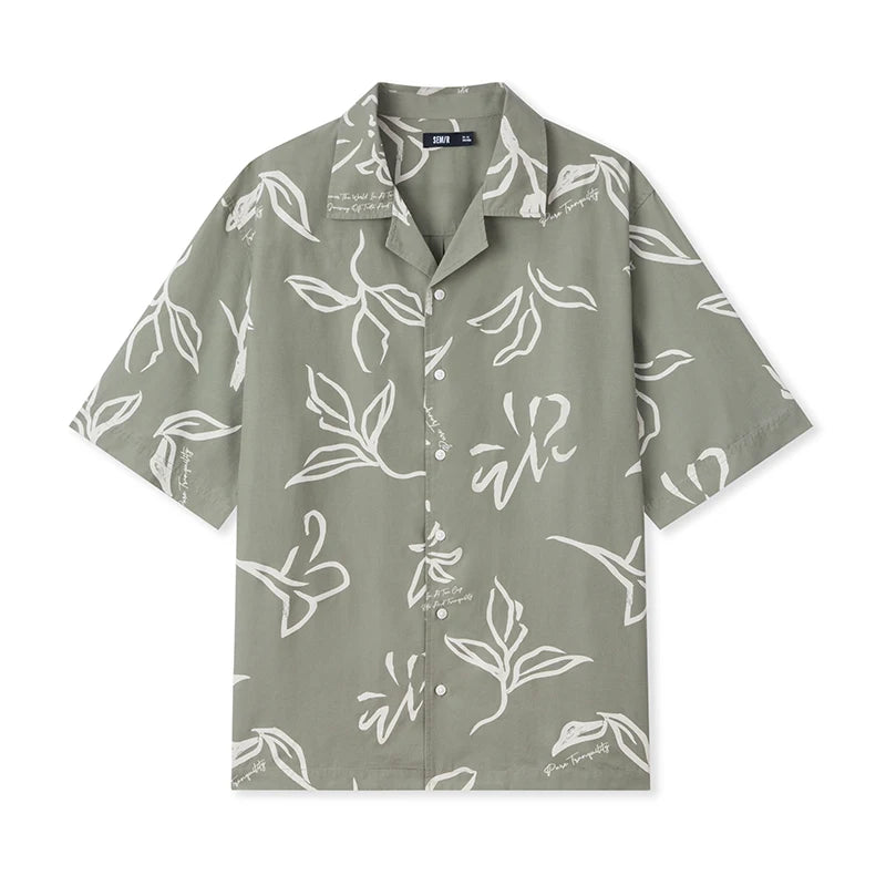 Stylish Flowery Pattern Loose Fit Short Sleeve Shirt