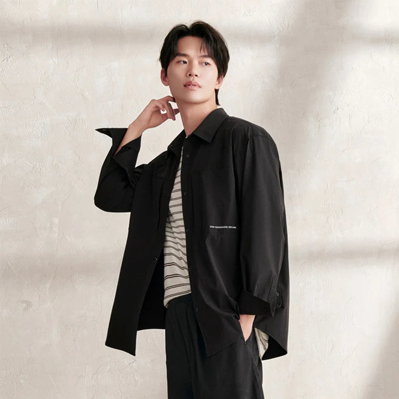 Men New Wrinkle Texture Quick-Drying Shirt