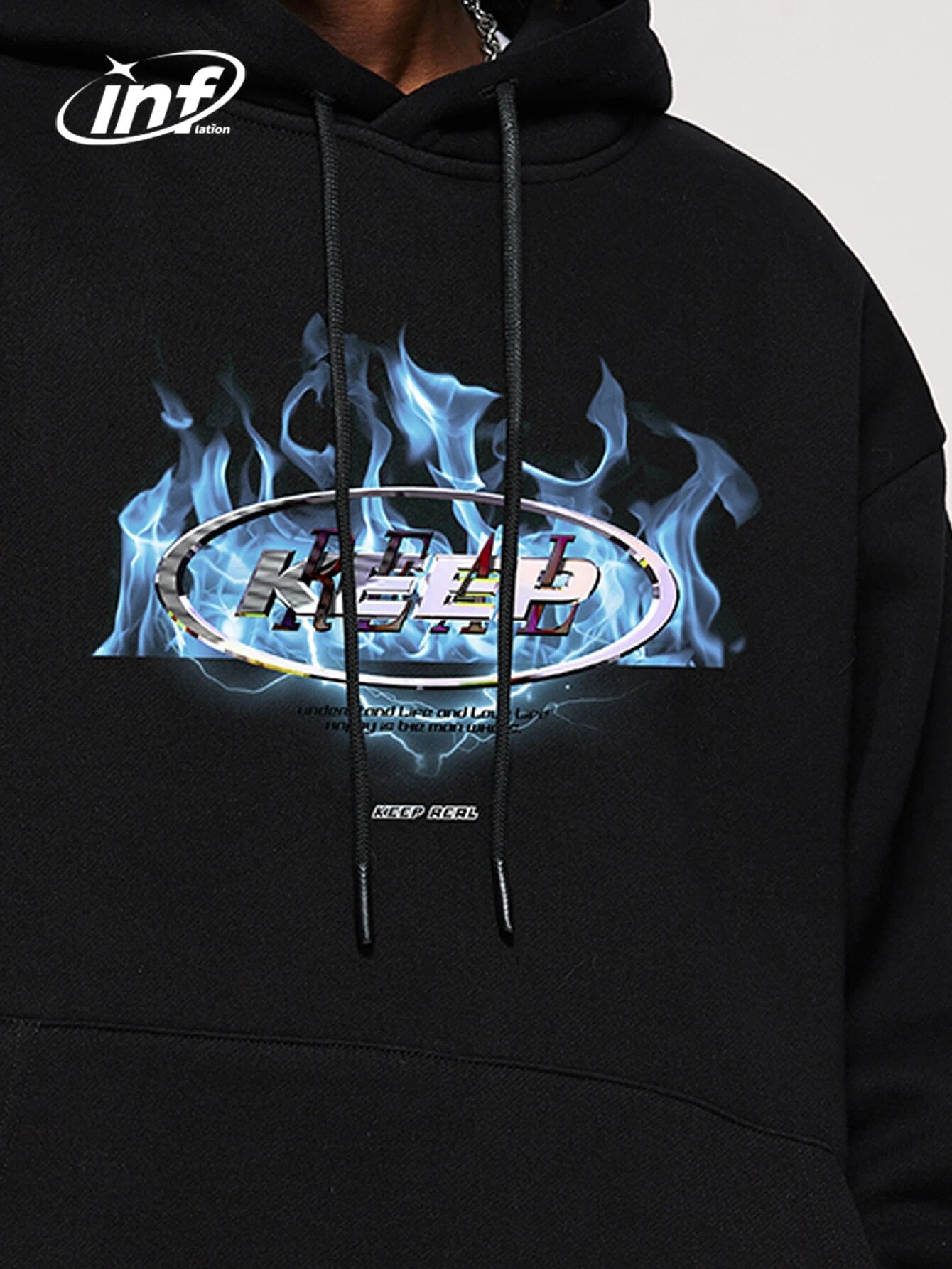 INFLATION Y2K Graphic Velvet Lined Fleece Hoodie