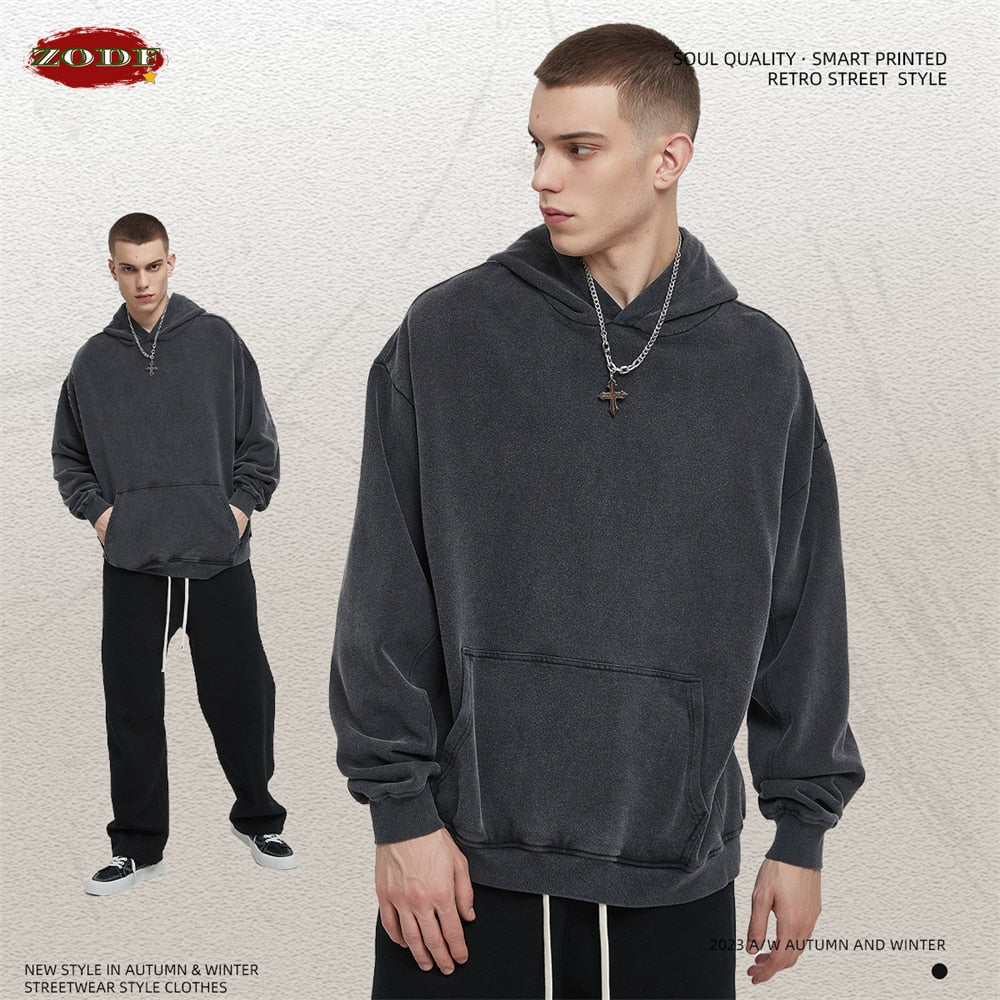 ZODF Fired Snowflake Washed Cotton Heavyweight Hoodie