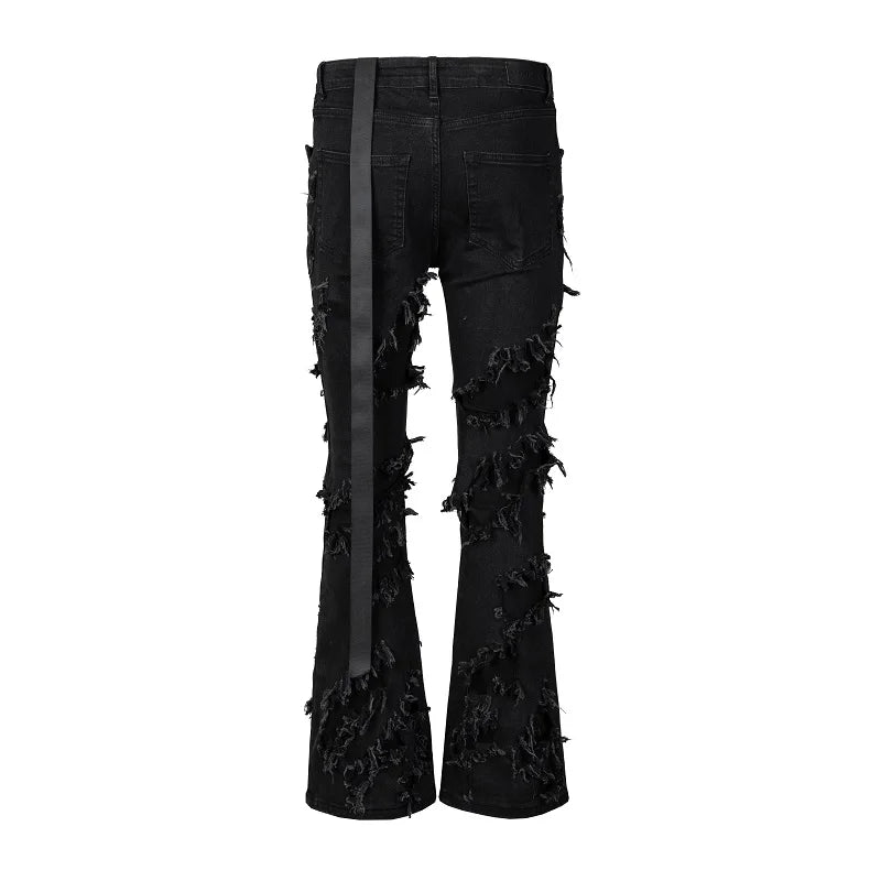 UncleDonJM Ripped Gothic Flare Destroy Jeans