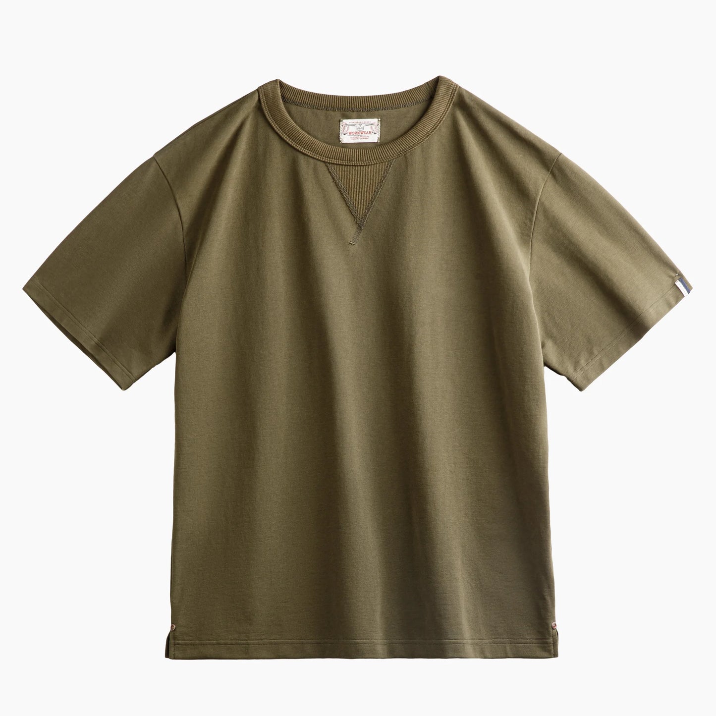 Short-sleeved Two-pin Round Neck Solid Color T-shirt