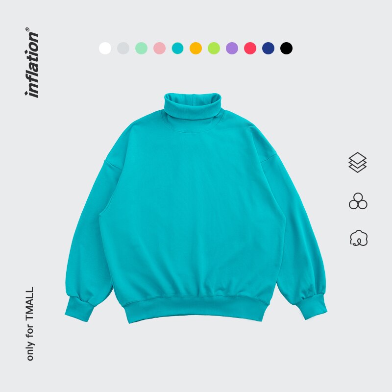 INFLATION Basic High Collar Drop Shoulder Oversized Sweatshirt