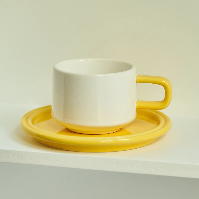 Ceramic Coffee Cup and Saucer Set