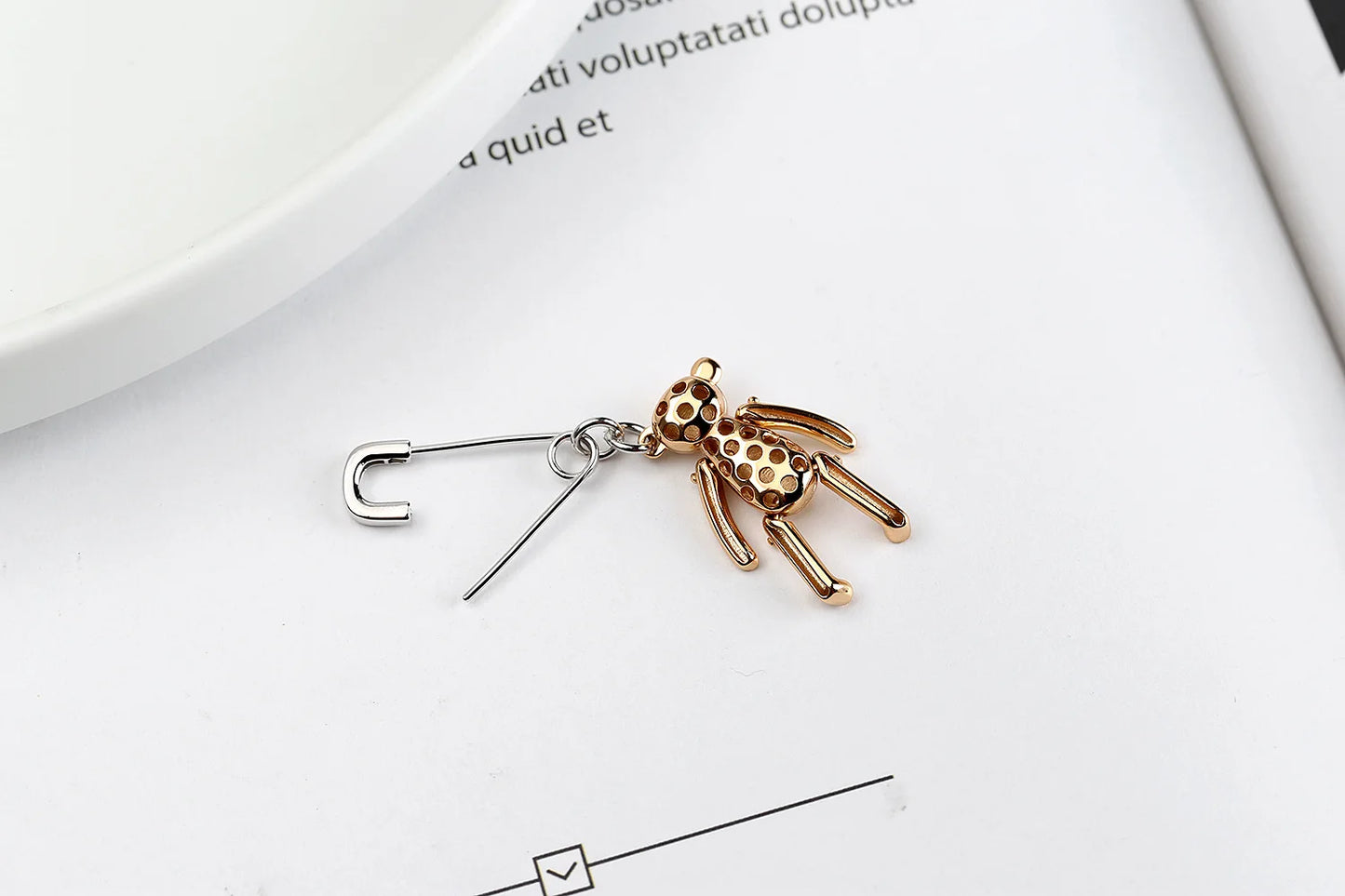 One Piece Single Bear Pin Drop Earrings