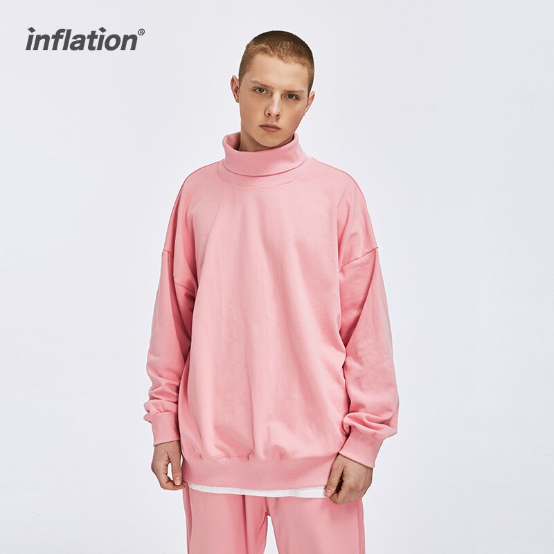 INFLATION Basic High Collar Drop Shoulder Oversized Sweatshirt