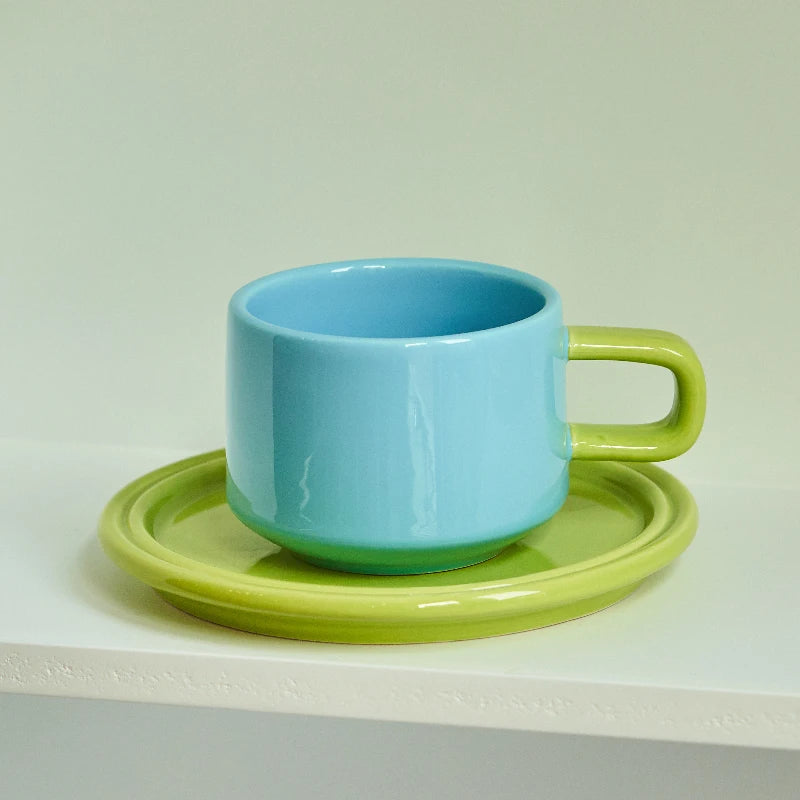 Ceramic Coffee Cup and Saucer Set