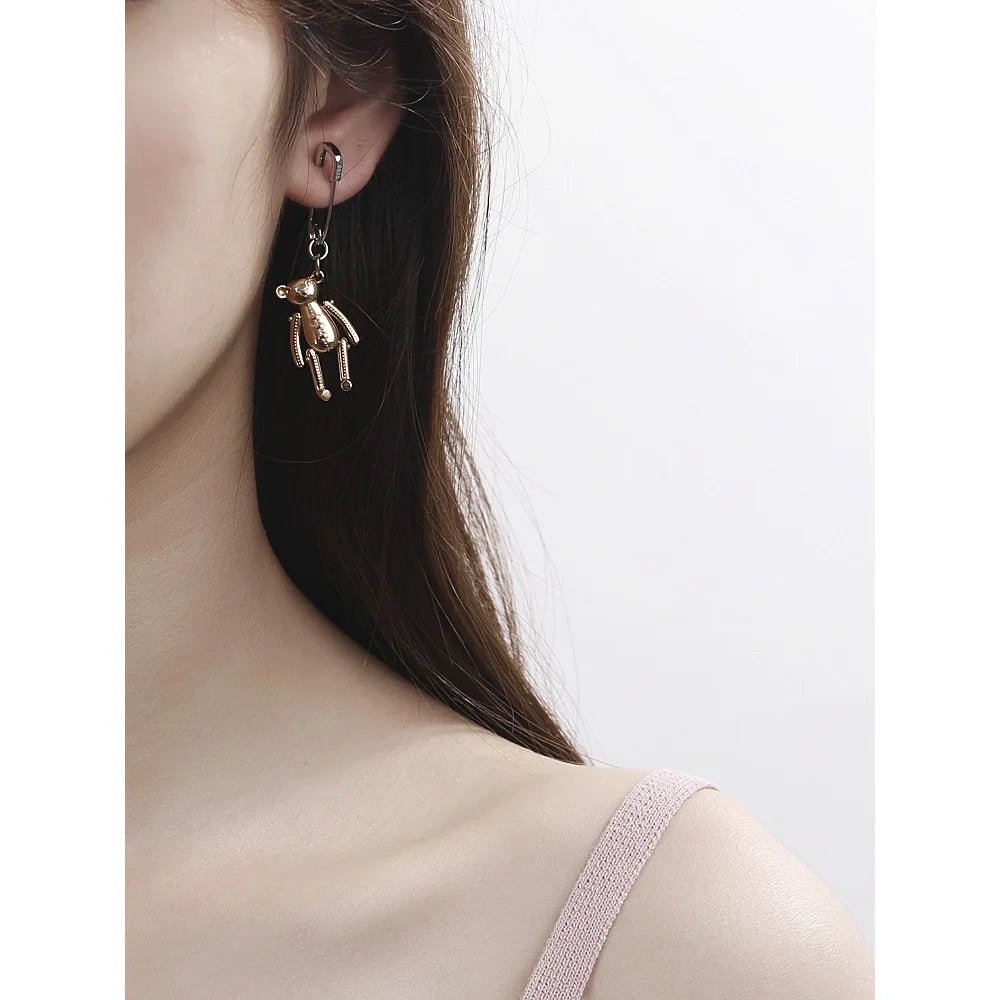 One Piece Single Bear Pin Drop Earrings