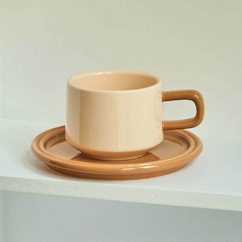 Ceramic Coffee Cup and Saucer Set