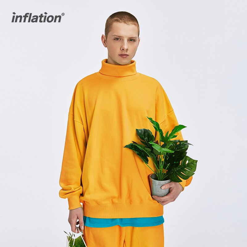 INFLATION Basic High Collar Drop Shoulder Oversized Sweatshirt