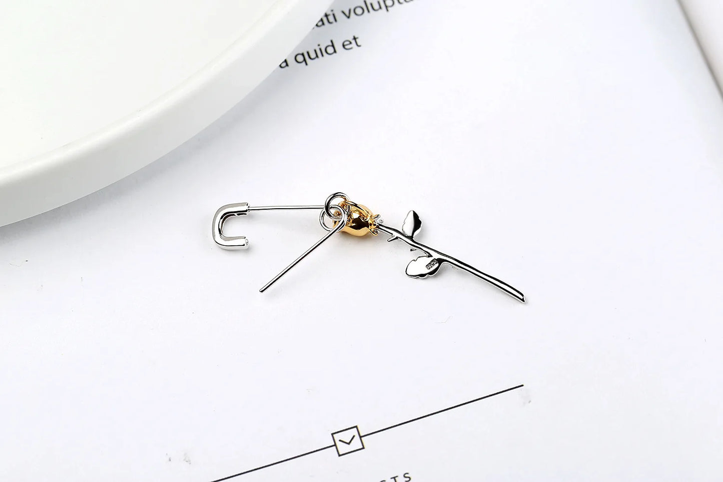 One Piece Single Rose Pin Drop Earrings