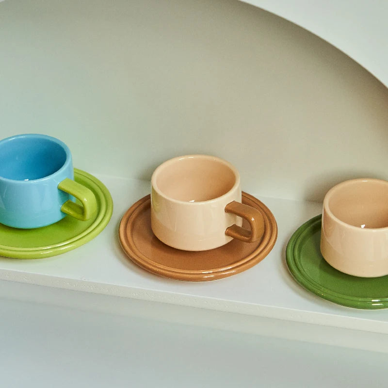 Ceramic Coffee Cup and Saucer Set