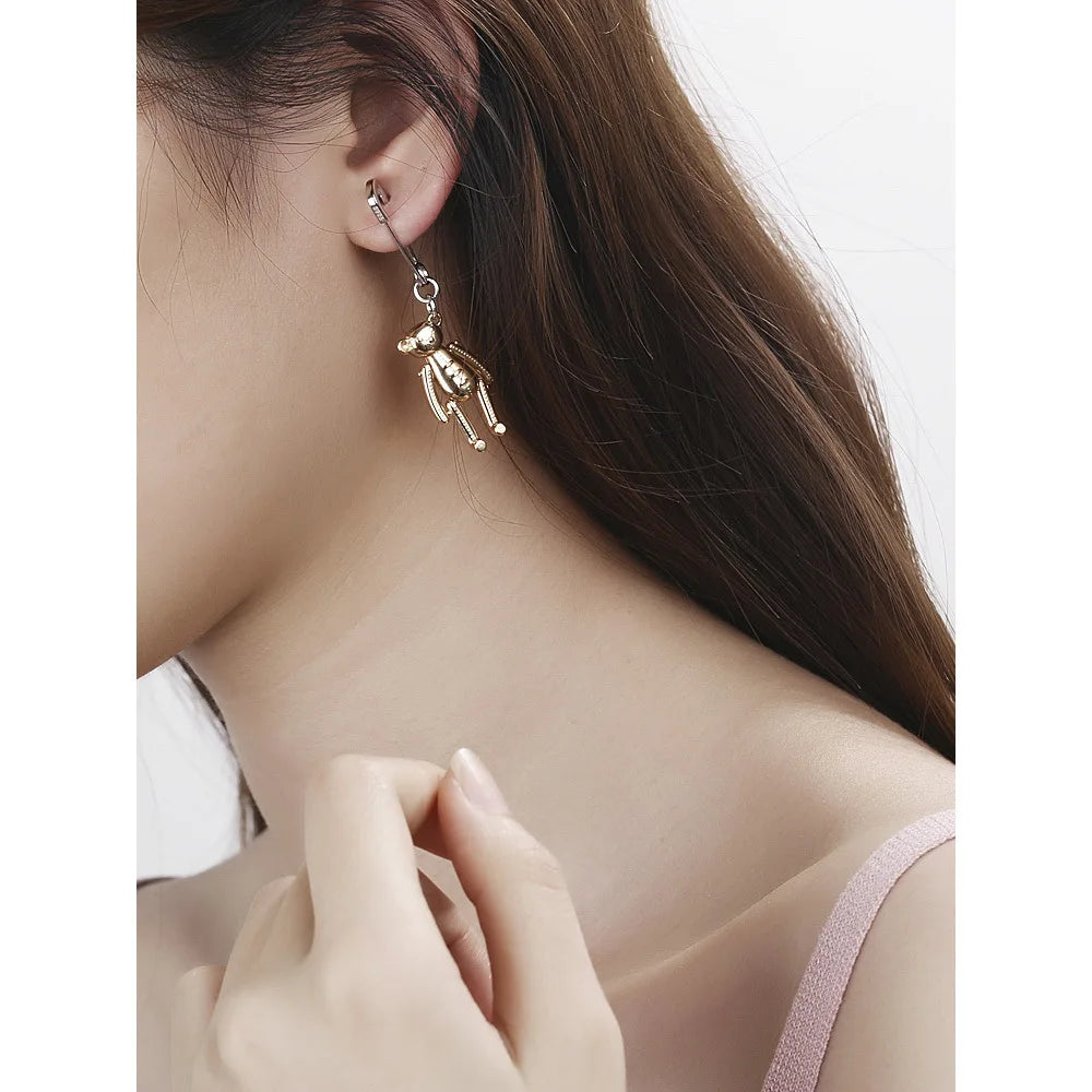 One Piece Single Bear Pin Drop Earrings