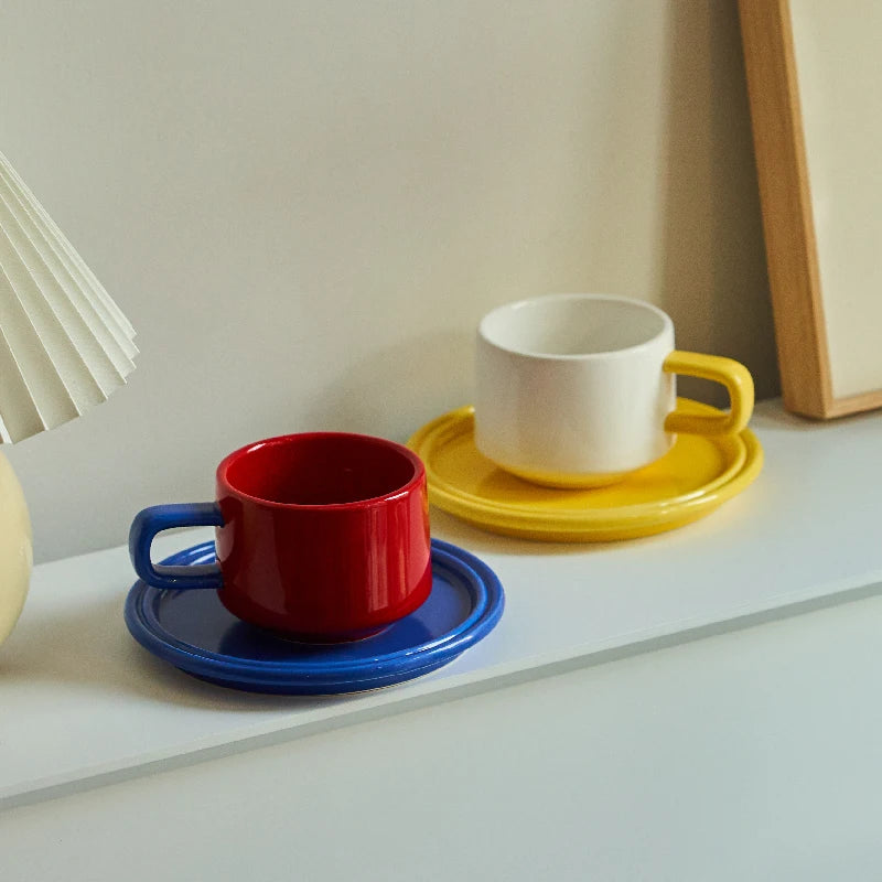 Ceramic Coffee Cup and Saucer Set