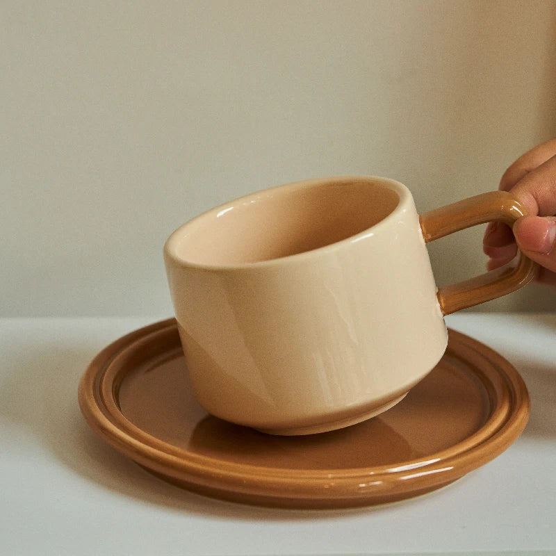 Ceramic Coffee Cup and Saucer Set