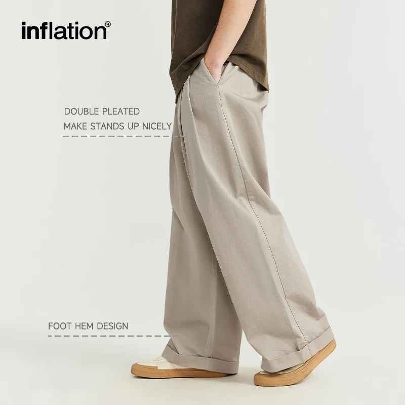 Japanese Style Double Pleat Straight Leg Pants