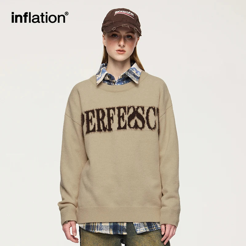 Letter Jacquard Knitted Sweater