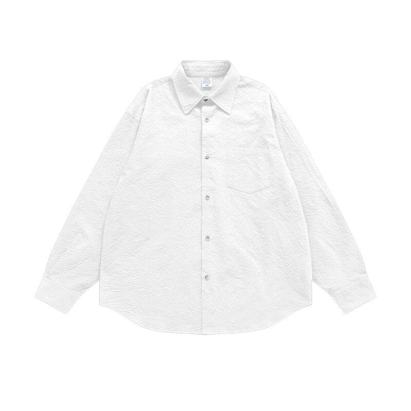 INFLATION Seersucker Textured Oversized Long Sleeved Shirt