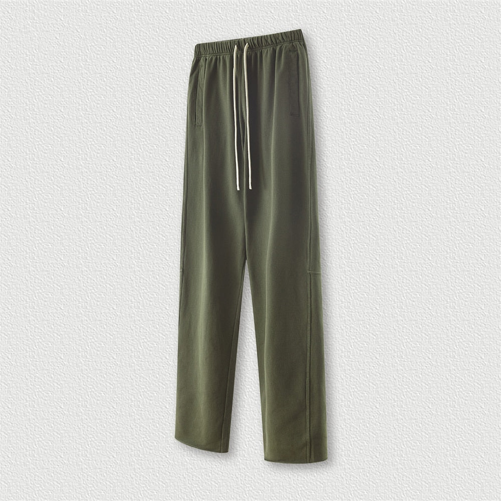 ZODF Retro Cotton Loose Edge Oversized Straight Washed Sweatpant