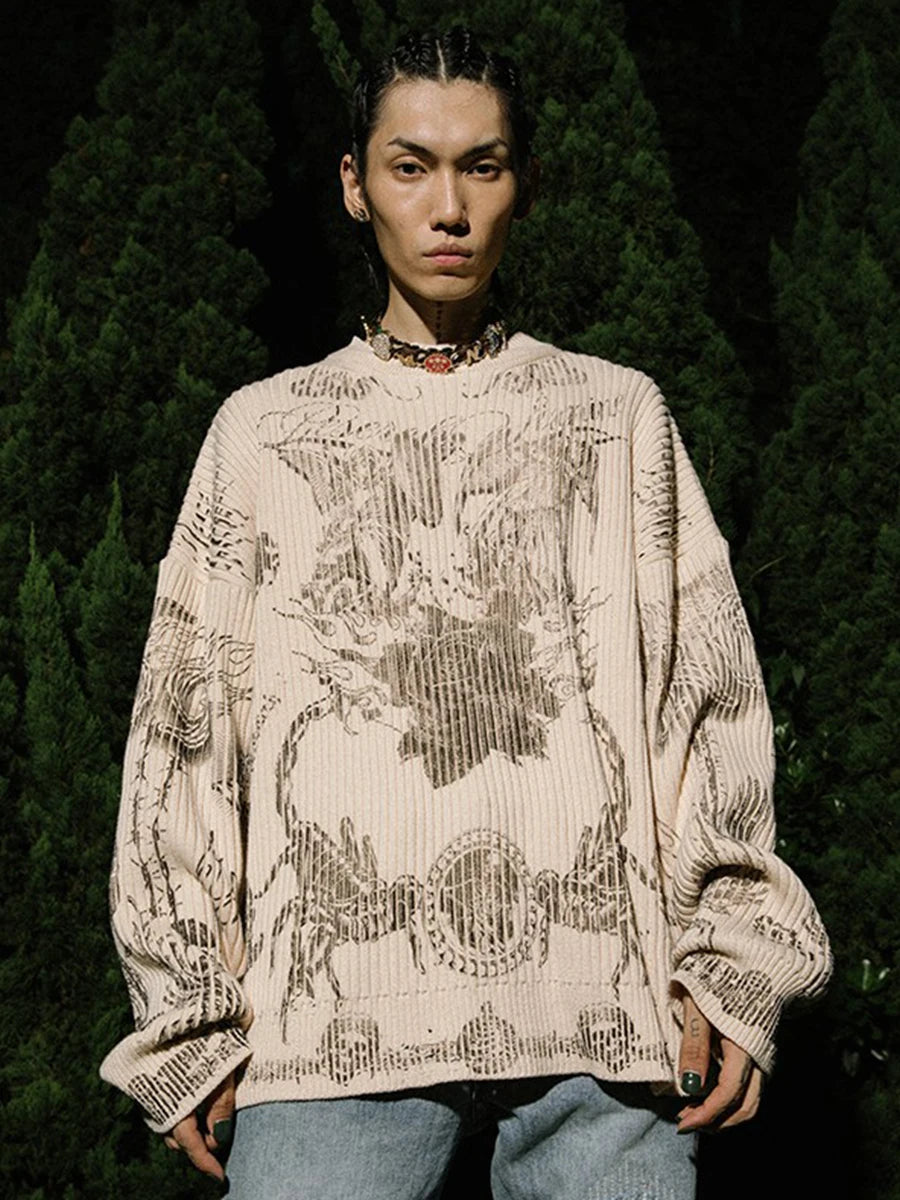 Scorpion Graphic Knitted Oversized Sweater