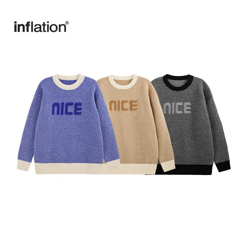 NICE Letter Print Loose Knit Graphic Sweater