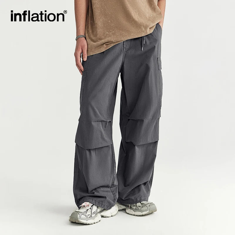 INFLATION Minimalism Washed Wide Leg Cargo Pants