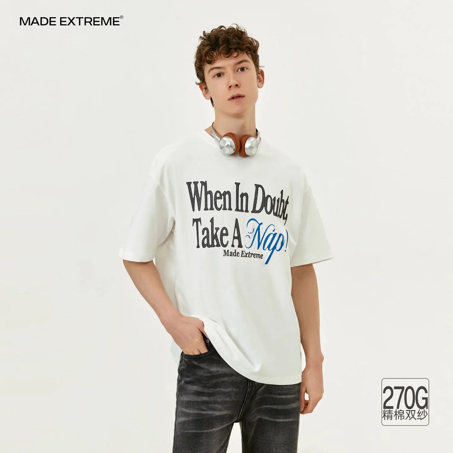 MADEEXTREME Letter Printed Loose Casual T-shirt