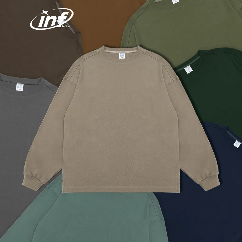 INFLATION Basic Cotton Long Sleeve T-shirts