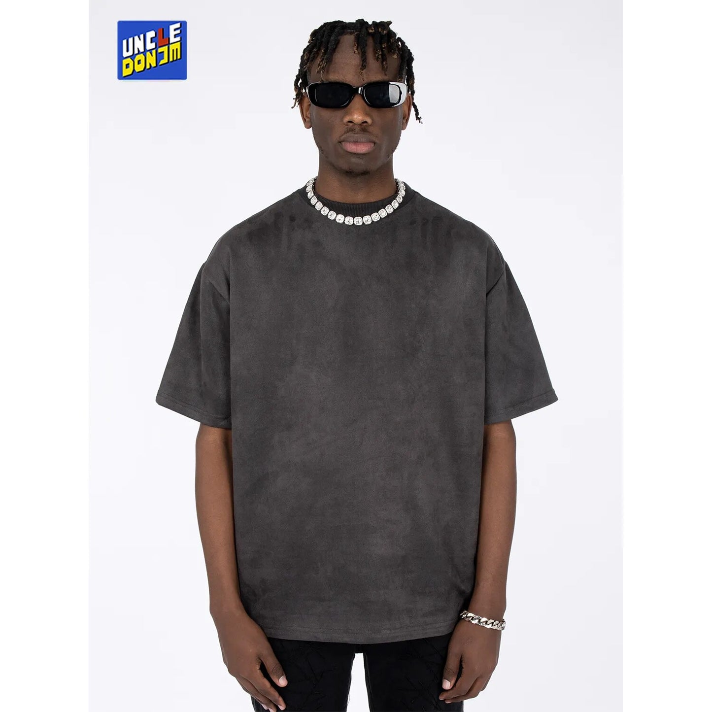 UncleDonJM Suede Embroidered Short Sleeve T-shirt