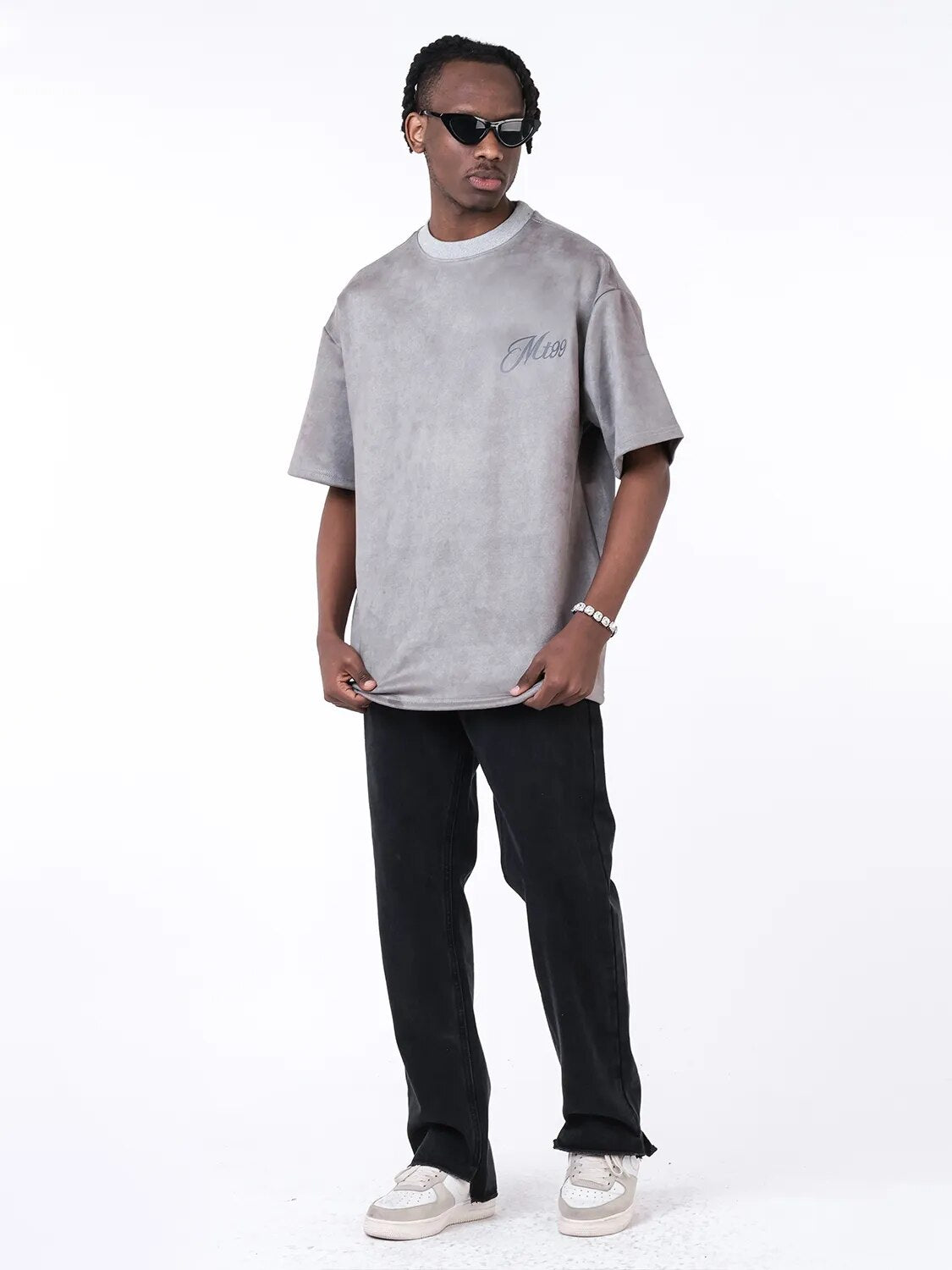 UncleDonJM MT99 Suede Casual Oversized T-Shirt