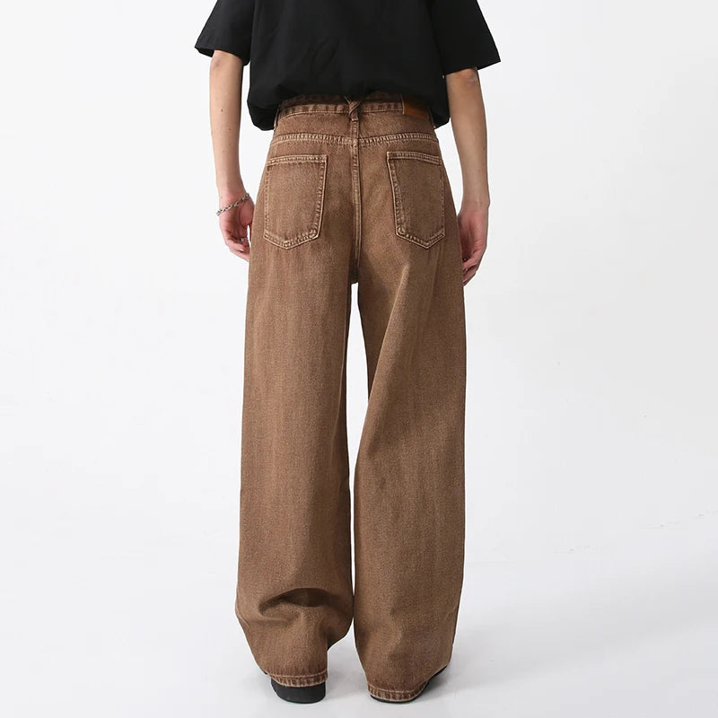 IEFB Coffee Colored Casual Wide Leg Denim Jeans