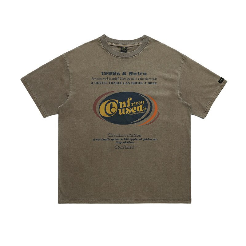 Vintage Washed Dropped Shoulders Graphic T-Shirt