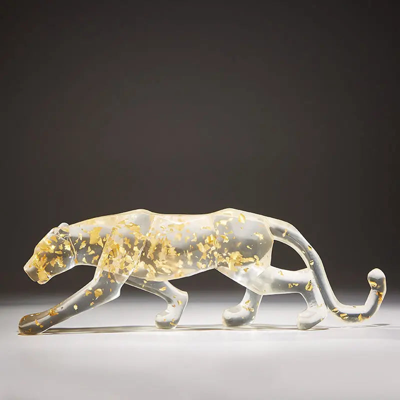 Modern Fortune Transparent Money Leopard Sculpture