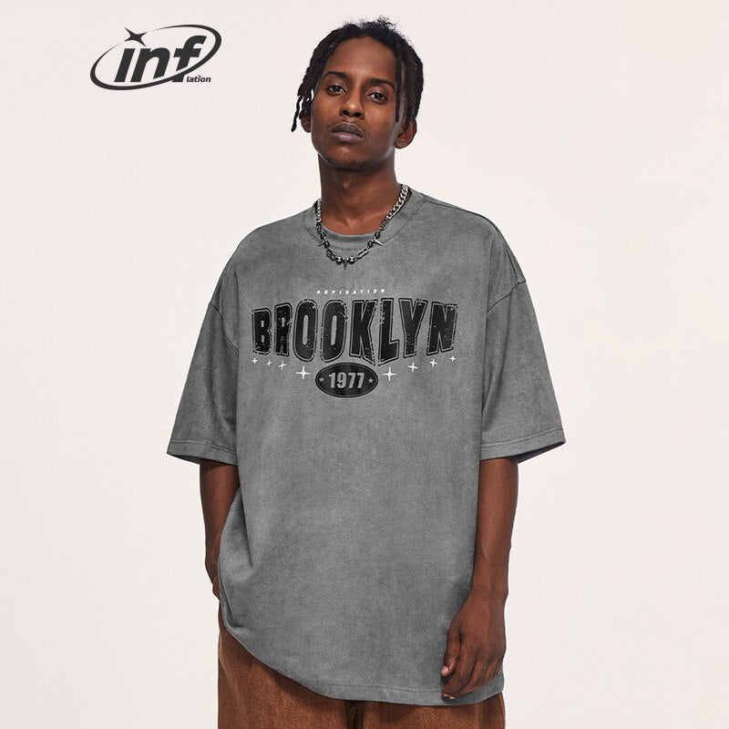 INFLATION Brooklyn Oversized Suede Fabric T-Shirt