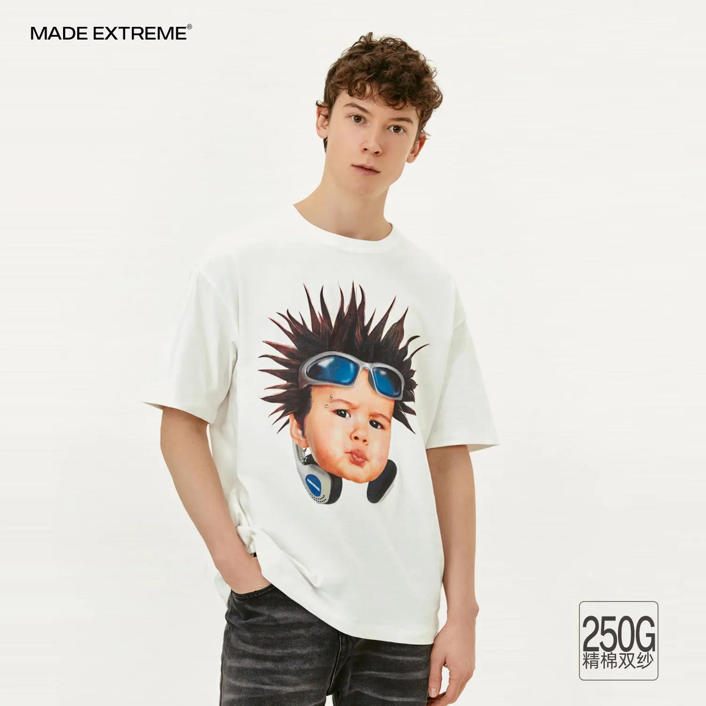 MADEEXTREME Baby Face Portrait Print Graphic T-shirt