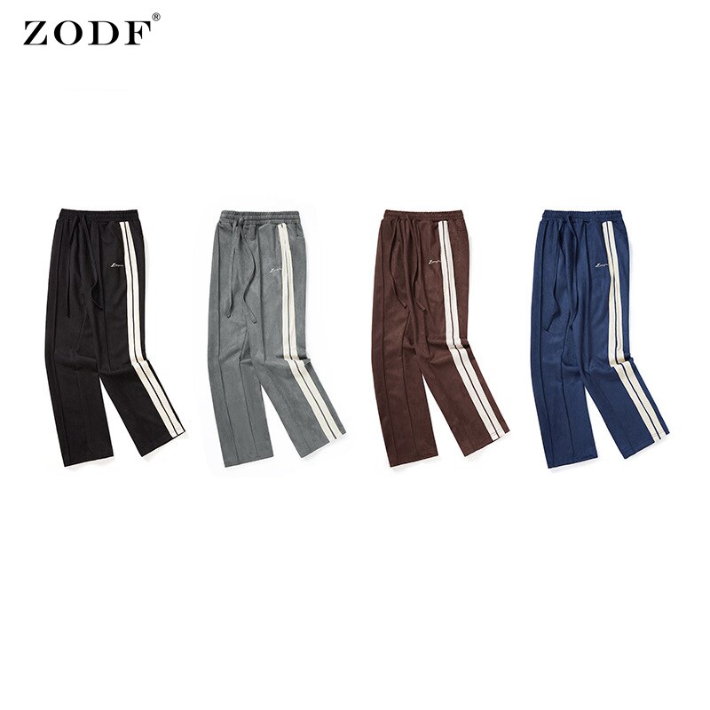 ZODF High Street Suede Loose Comfortable Stripe Trousers