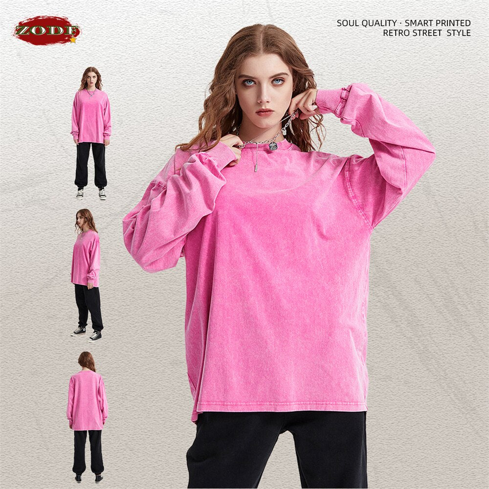 ZODF Long Sleeve Washed Cotton T-shirt