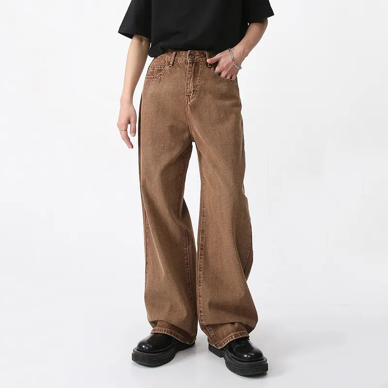 IEFB Coffee Colored Casual Wide Leg Denim Jeans