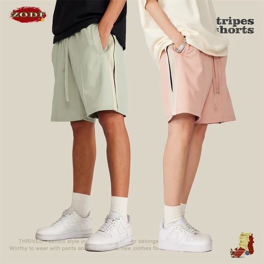 ZODF Knee Length Loose Drawstring Side Webbing Shorts