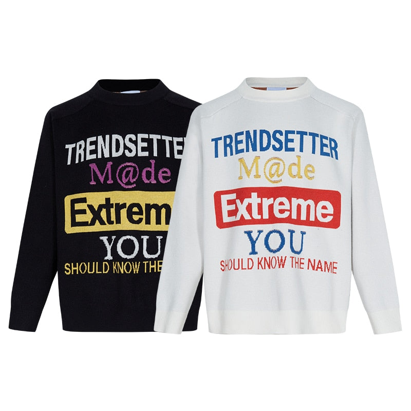 MADE EXTREME Slogan Letter Jacquard Knit Sweater