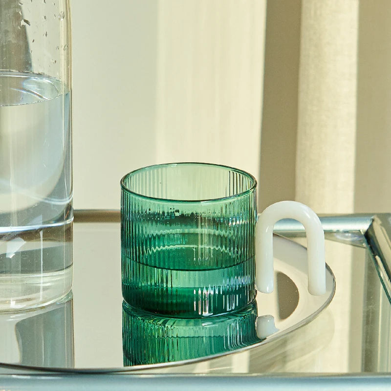 Floriddle Colorful Handle Ripple Glass Mug