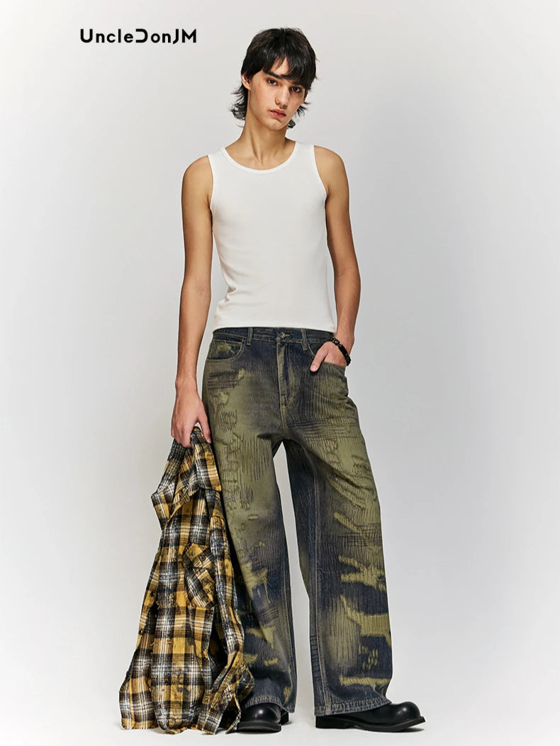 Water Ripped Digital Printing Jeans