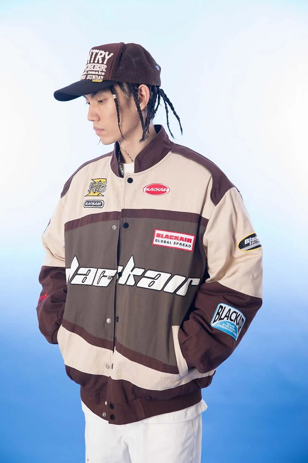 BLACK AIR Color Block Racing Jacket