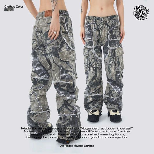 MADE EXTREME Jungle Camo Leaf Baggy Cargo Pants