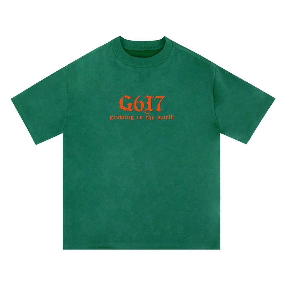 G617 Silicone Letter Short Sleeve Suede T-shirt