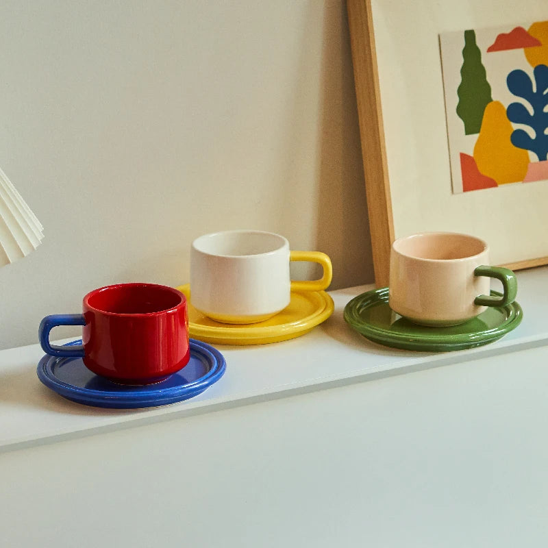 Ceramic Coffee Cup and Saucer Set